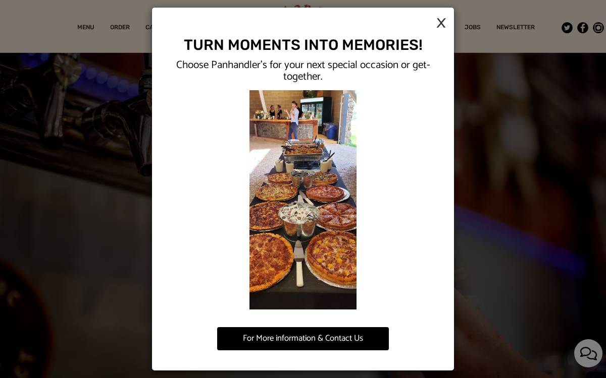 Panhandler's Pizza website preview