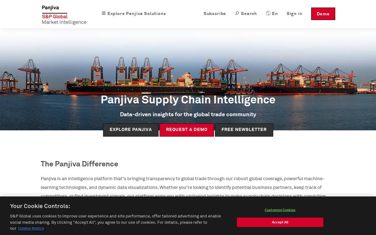 Panjiva website preview