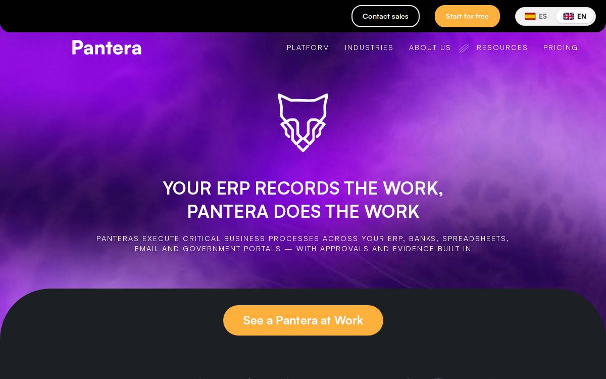 Pantera website preview