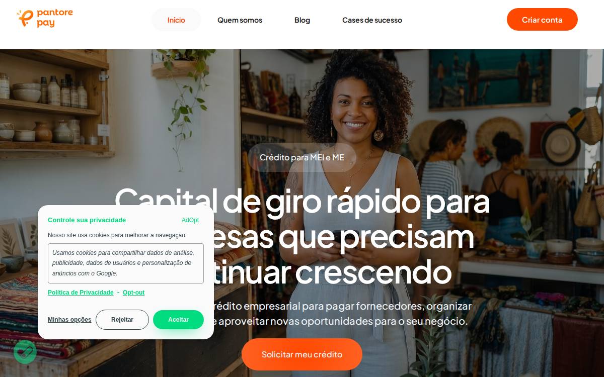 Pantore Pay website preview