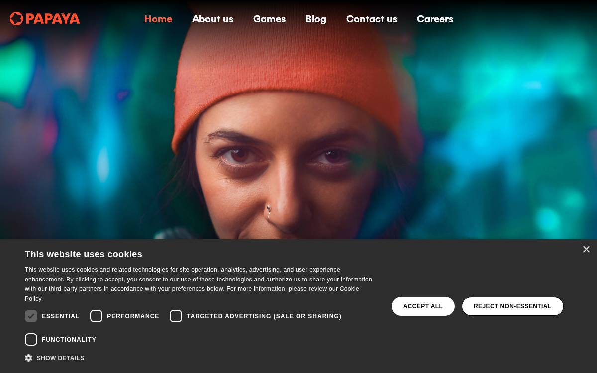 Papaya Gaming website preview