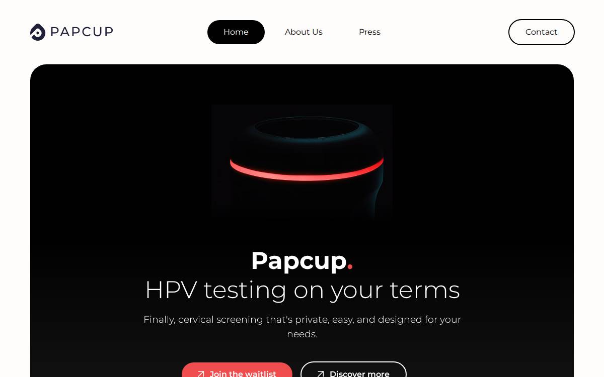 Papcup website preview