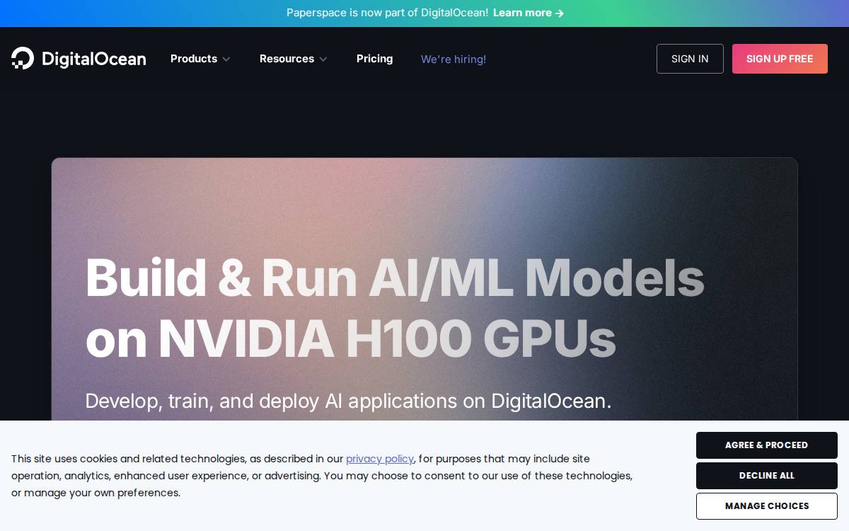 Paperspace website preview
