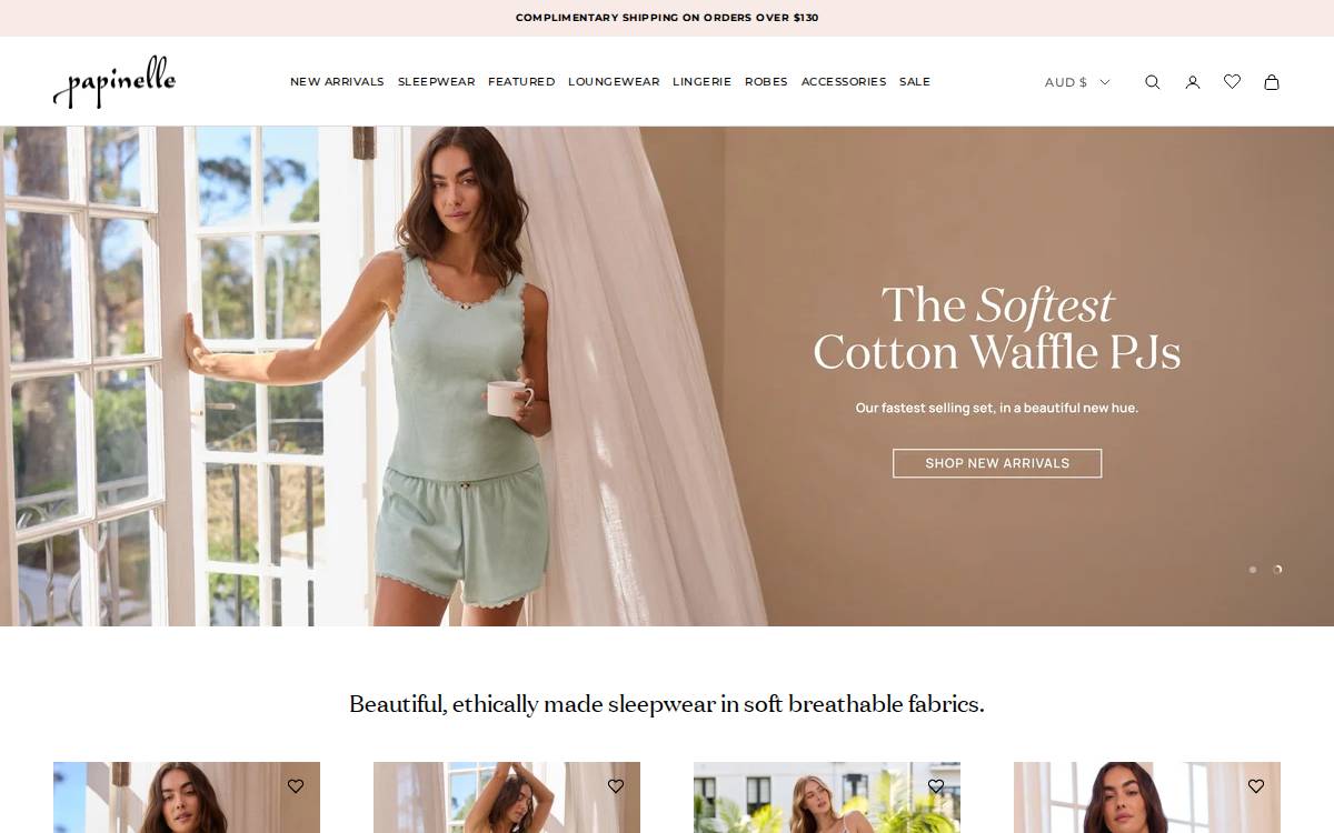 Papinelle website preview
