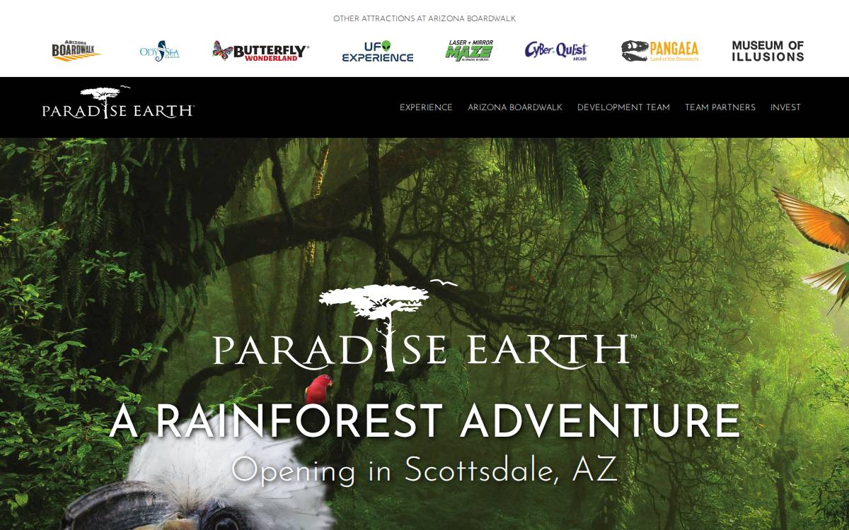 Paradise Earth website preview