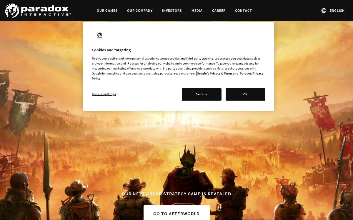 Paradox Interactive website preview