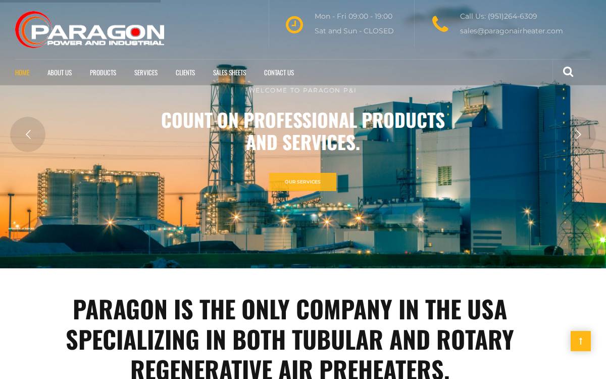 Paragonairheater website preview