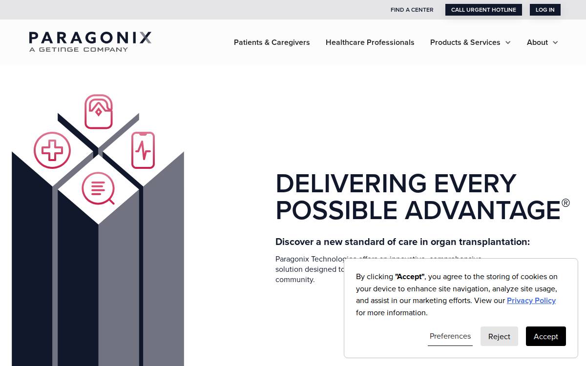 Paragonix Technologies website preview