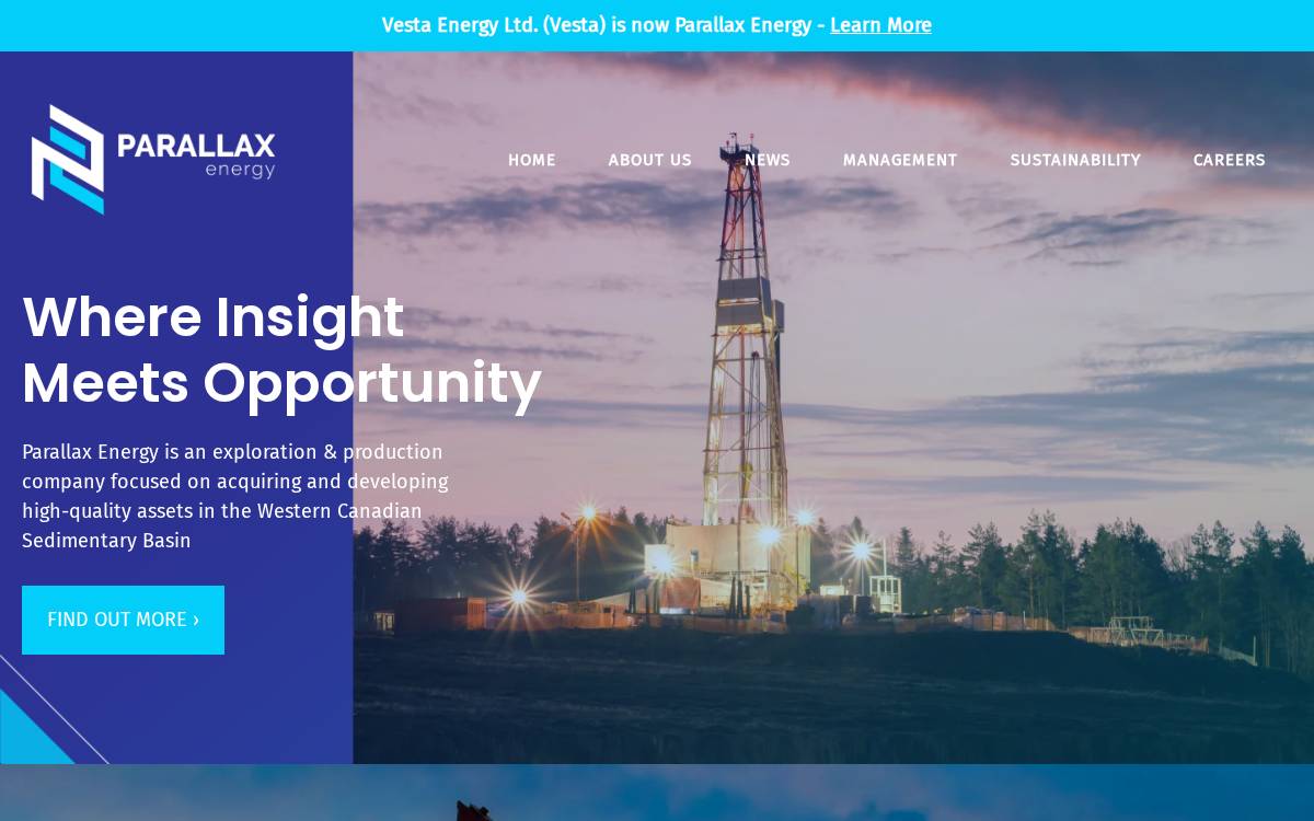 Parallaxenergy website preview