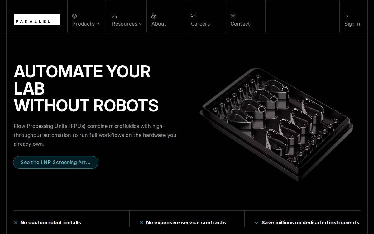 Parallelfluidics website preview