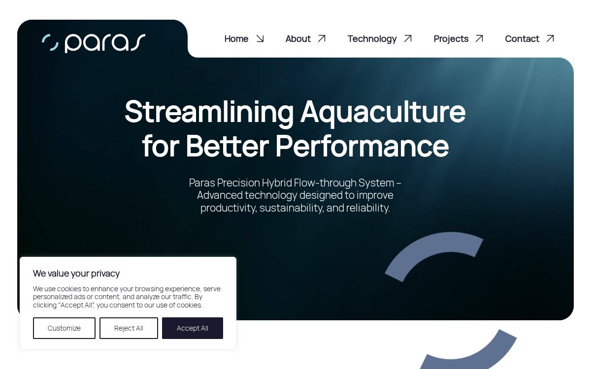 Paras Aqua website preview
