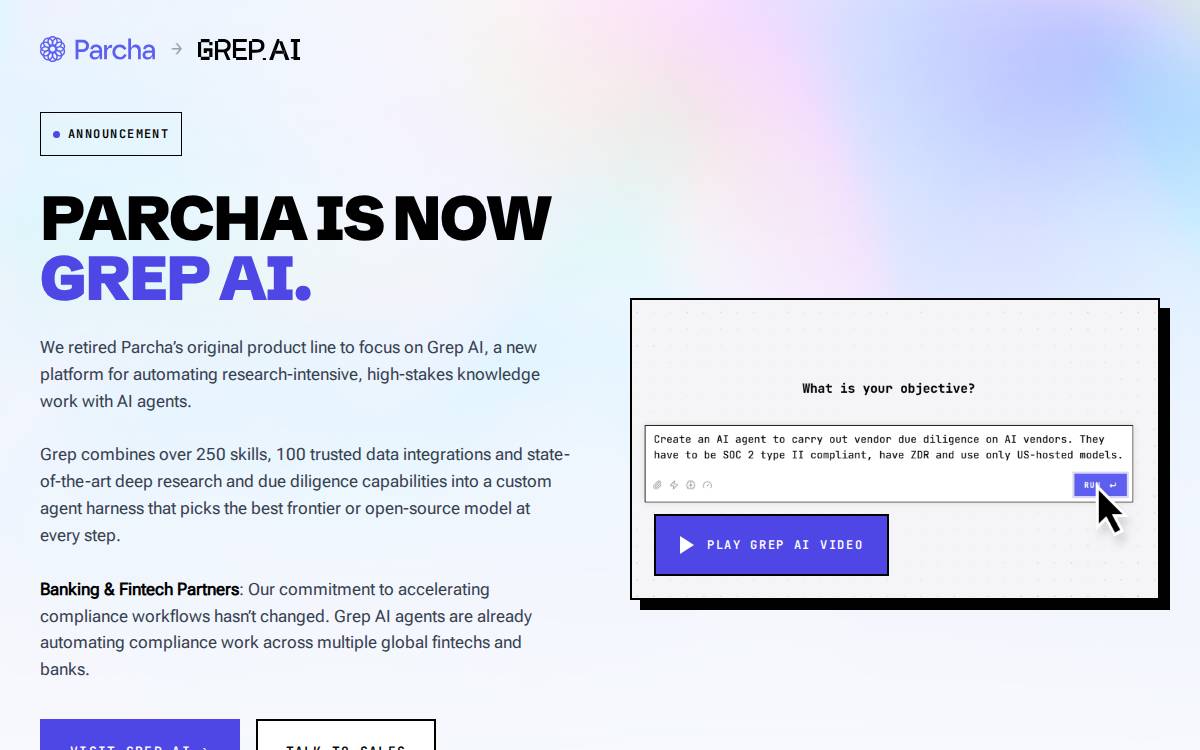 Parcha website preview