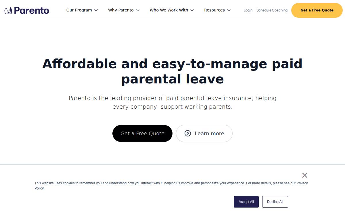 Parentoleave website preview