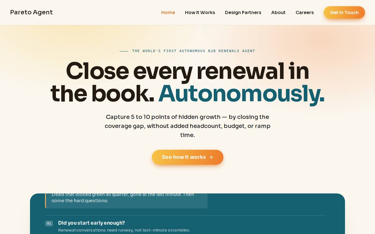 Pareto Agent website preview