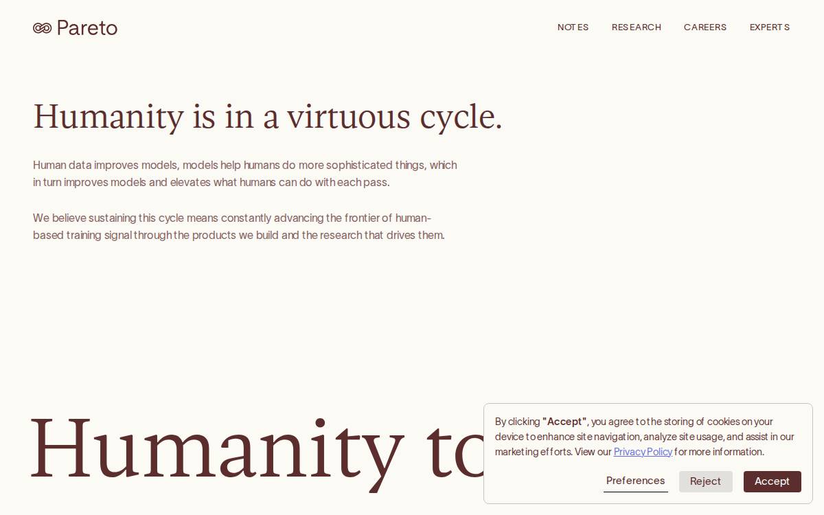 Pareto website preview