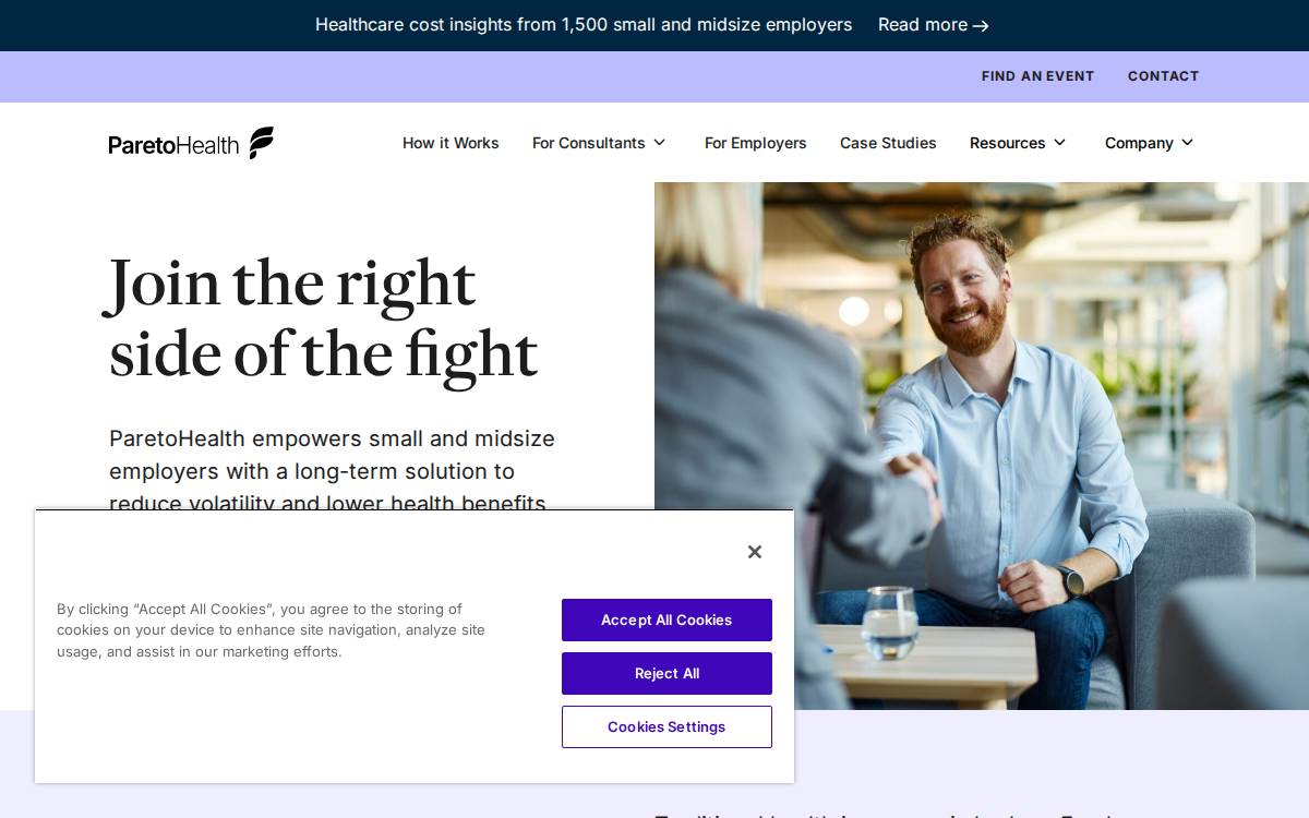 Paretohealth website preview