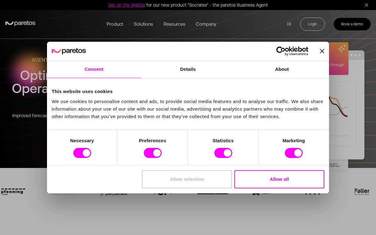 Paretos website preview