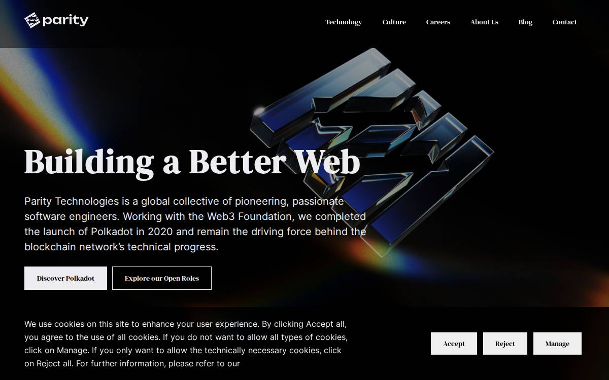 Parity website preview