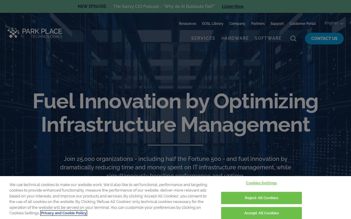 Park Place Technologies website preview