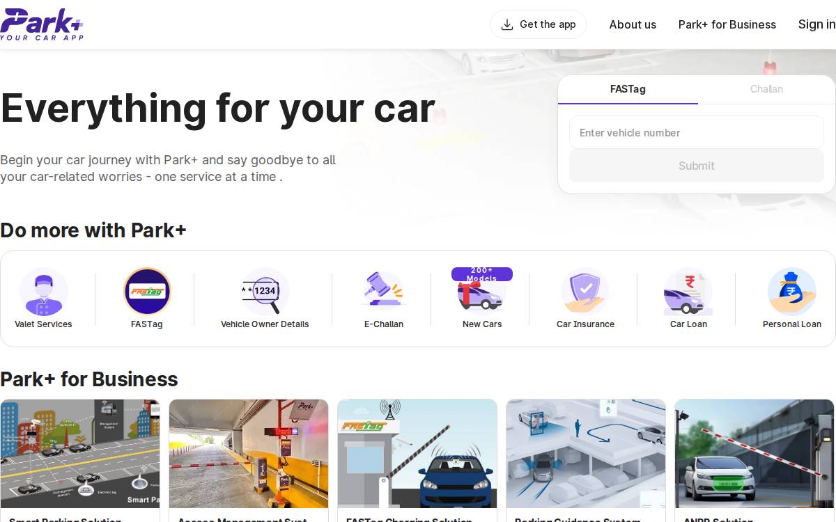 Park+ website preview