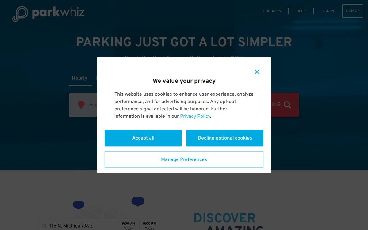 ParkWhiz website preview