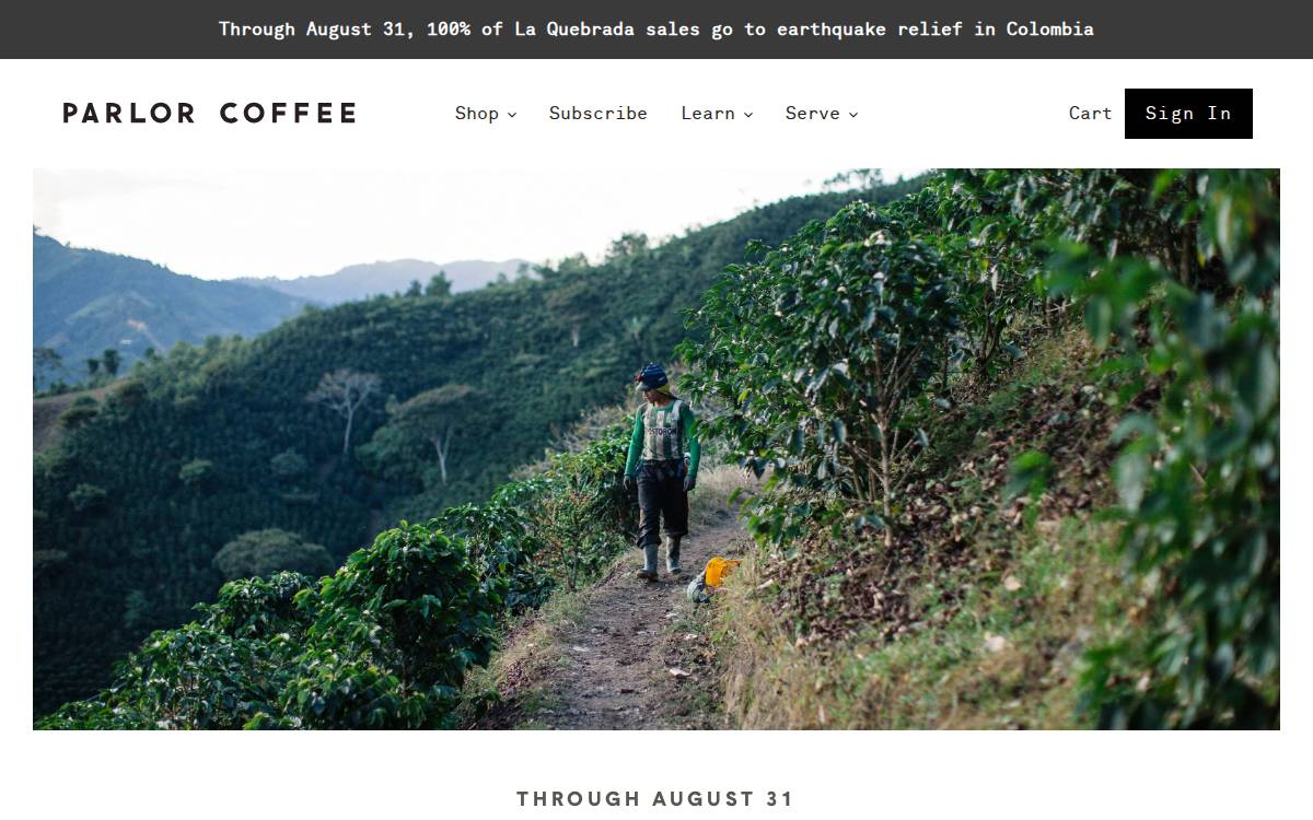 Parlor Coffee website preview