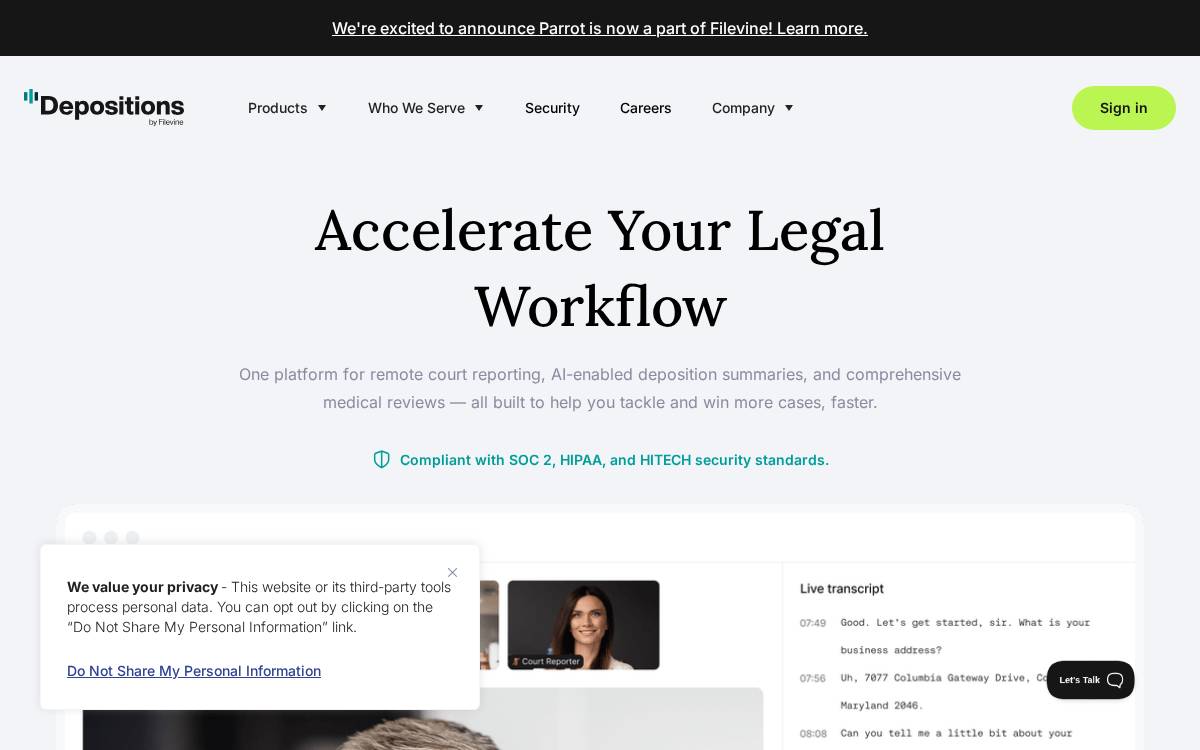 Parrot website preview