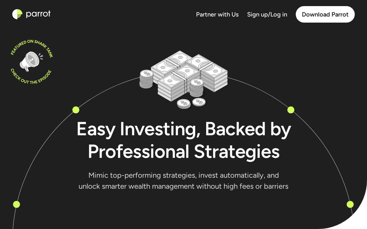Parrot Finance website preview