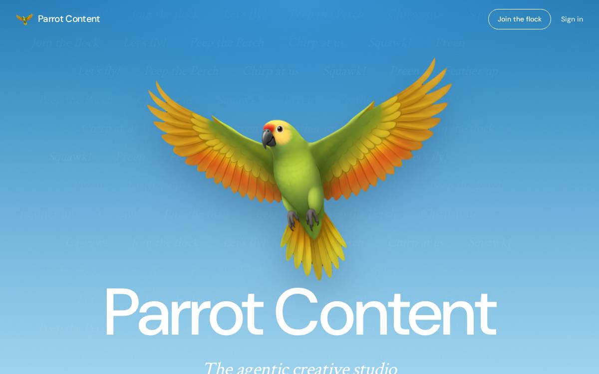 Parrotcontent website preview