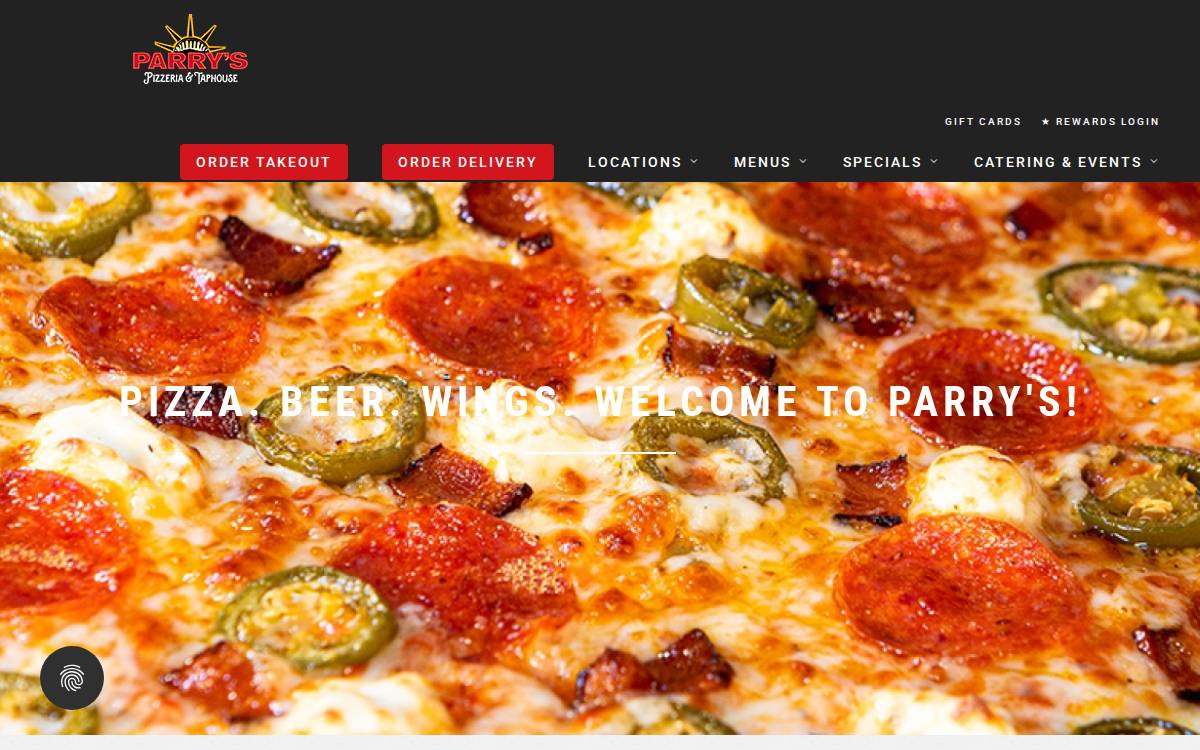 Parry's Pizzeria and Bar website preview
