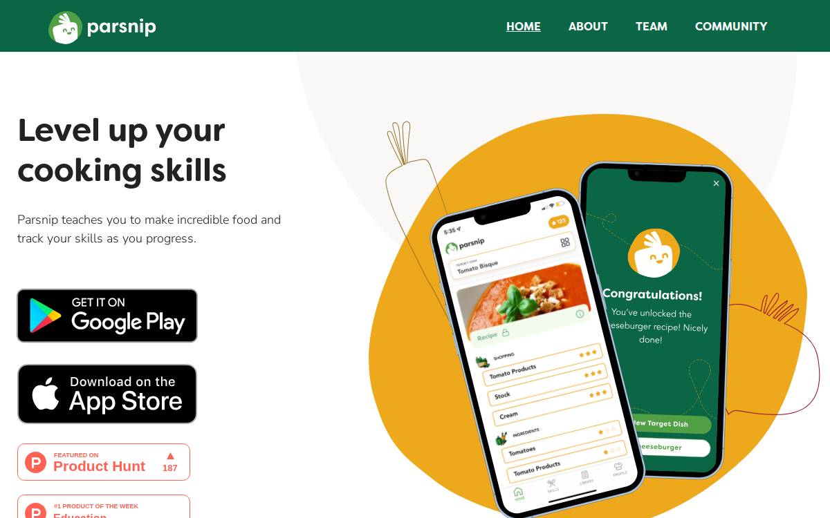 Parsnip website preview