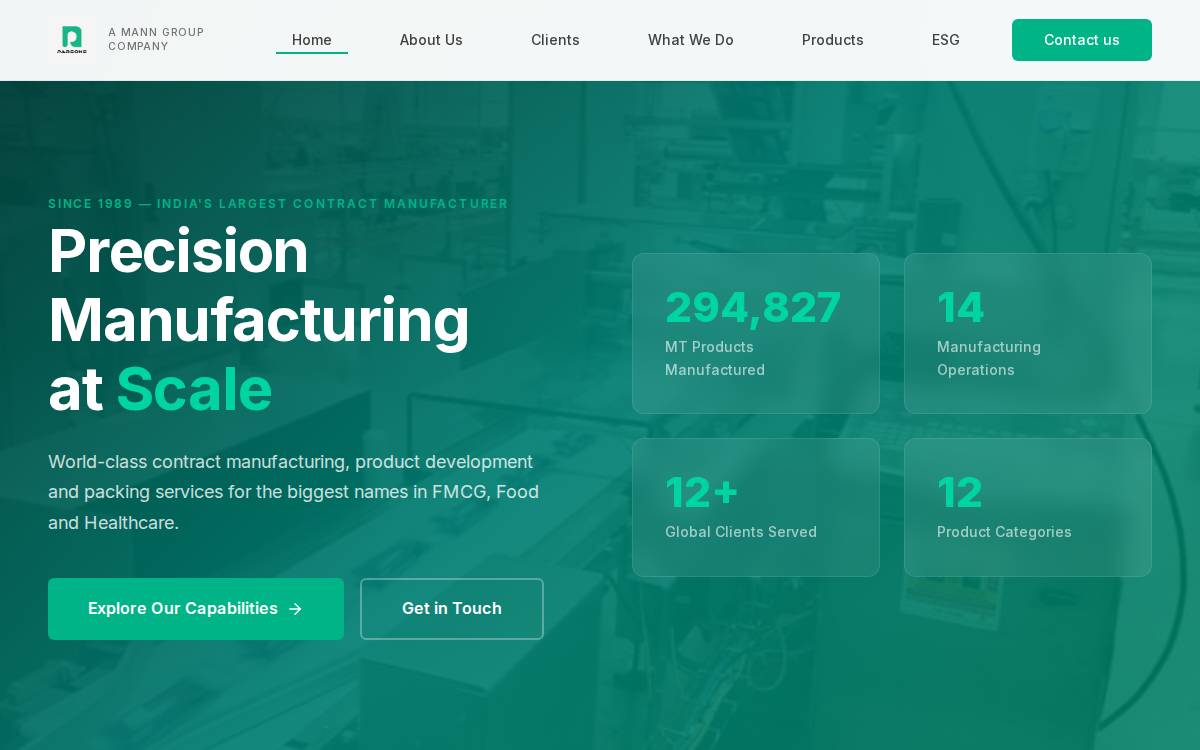 Parsons Nutritionals website preview