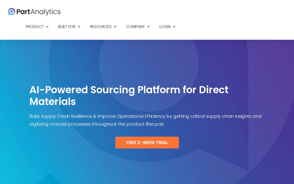 Part Analytics website preview
