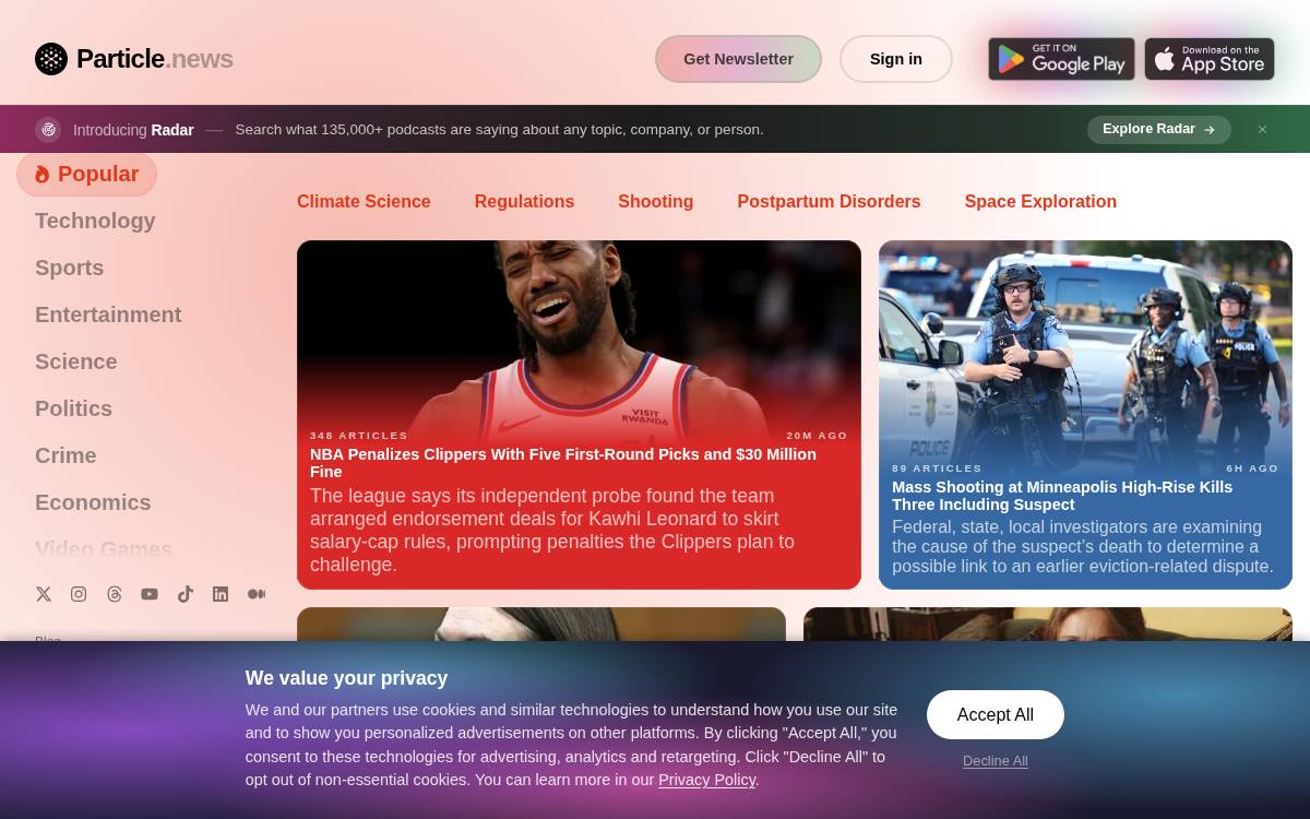 Particle website preview