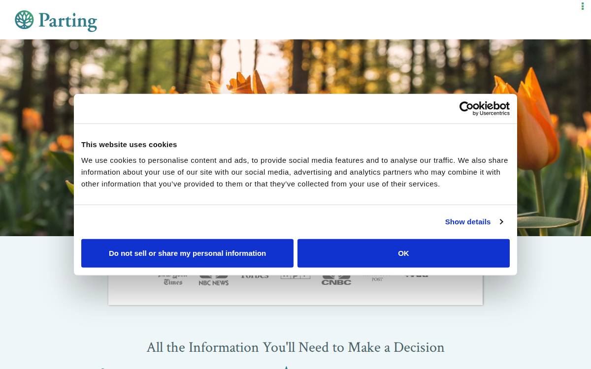 Parting website preview
