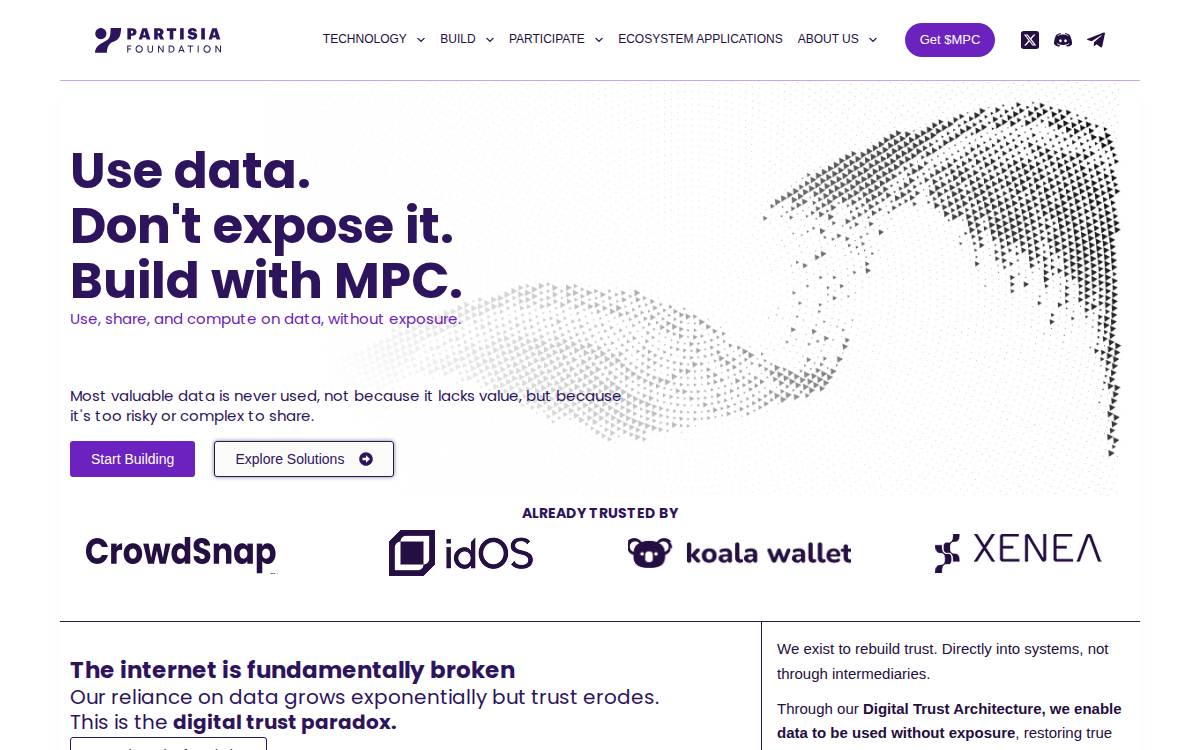 Partisiablockchain website preview