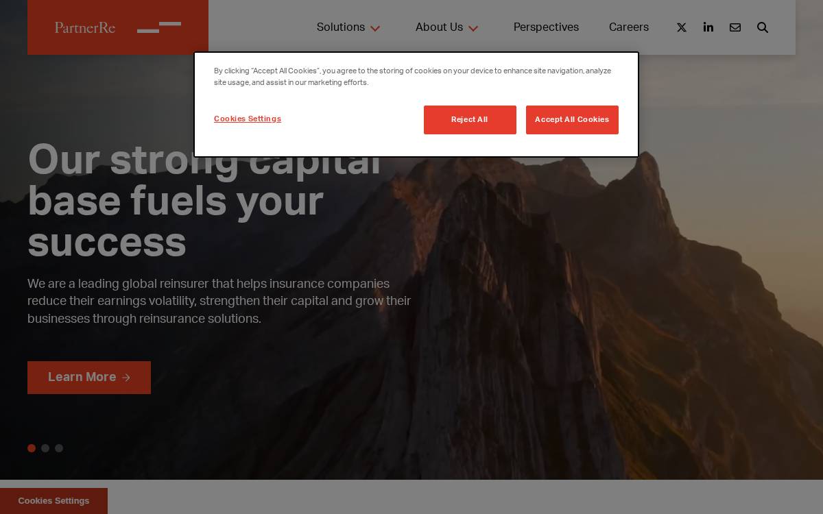 Partnerre website preview