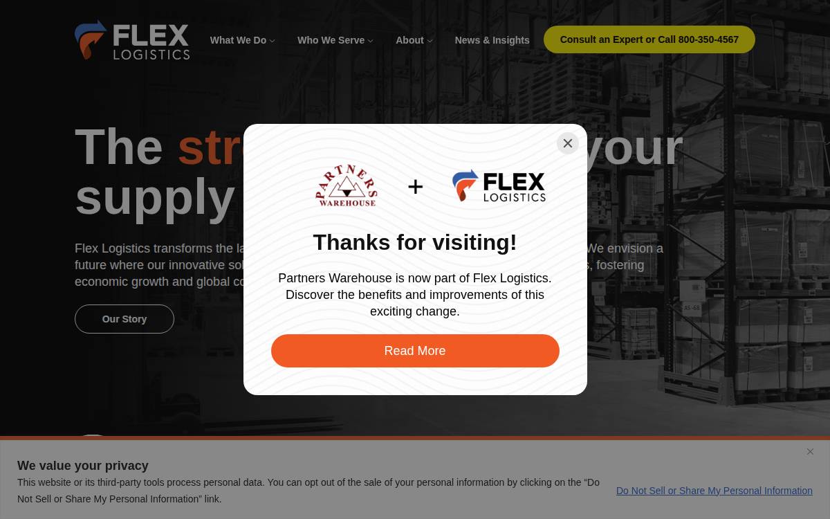 Partners Warehouse website preview