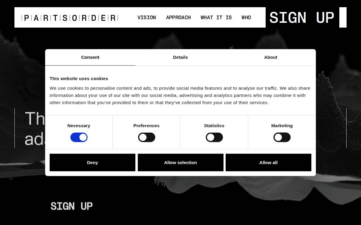 Parts Order website preview