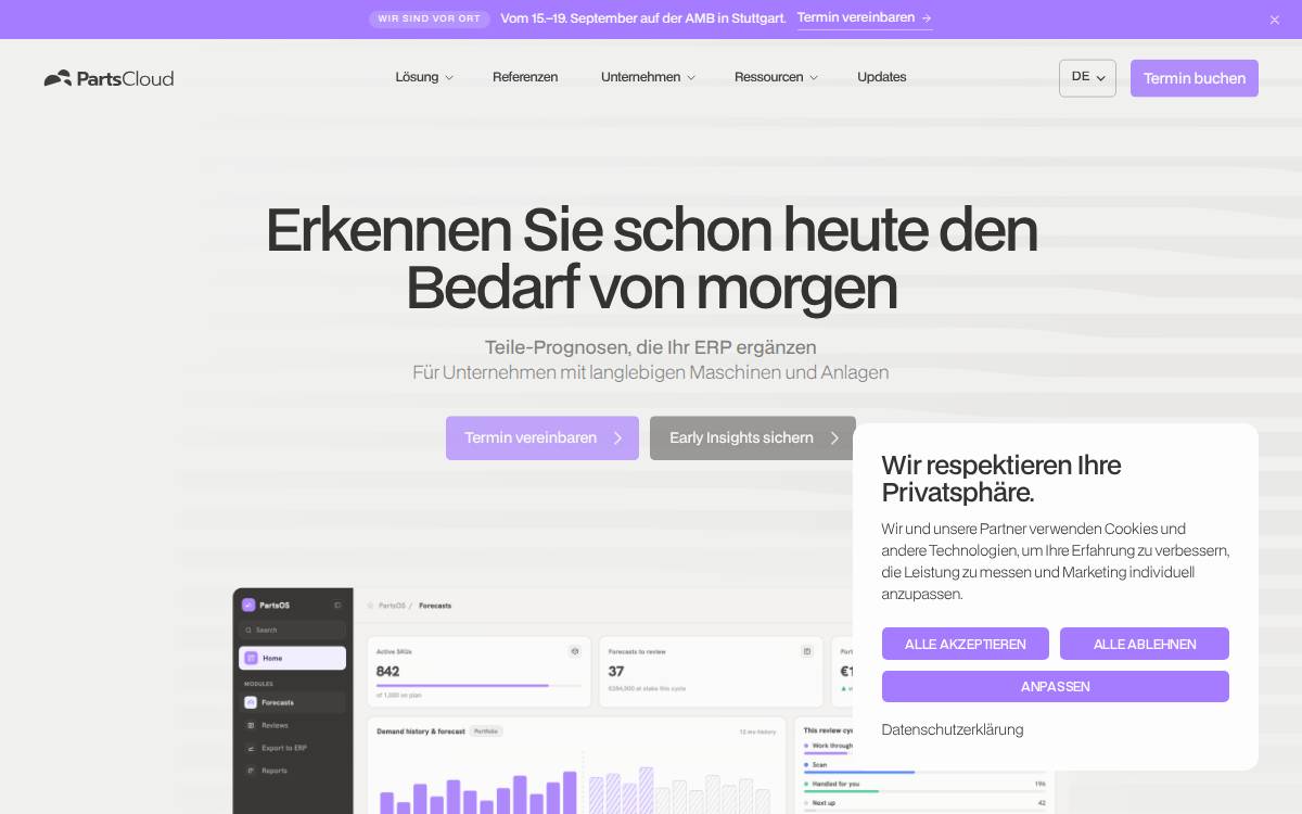 PartsCloud website preview