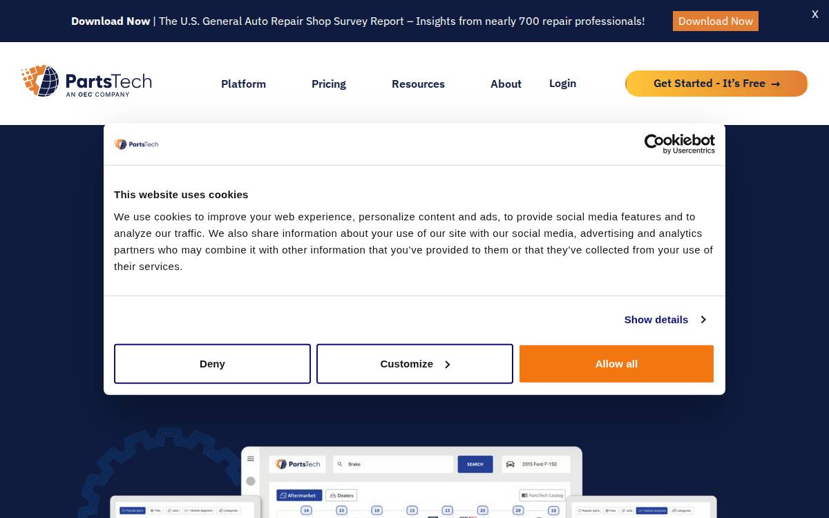 Partstech website preview