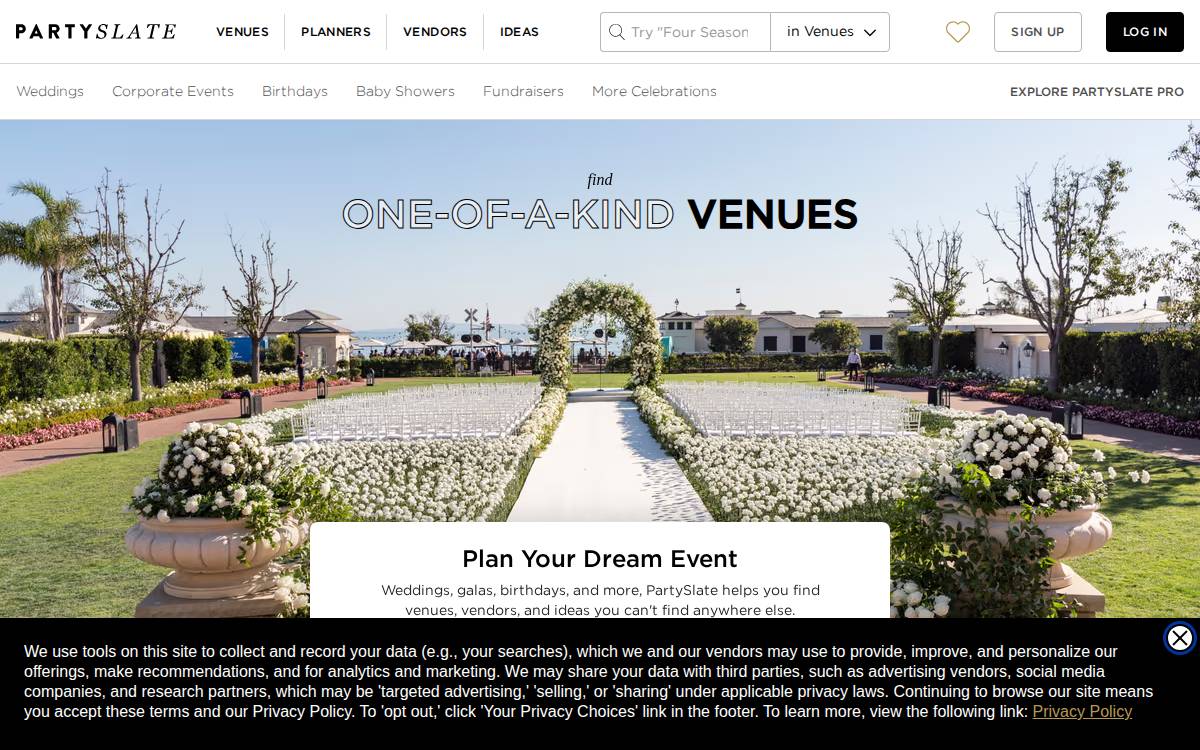 PartySlate website preview