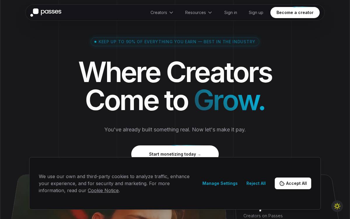 Passes website preview
