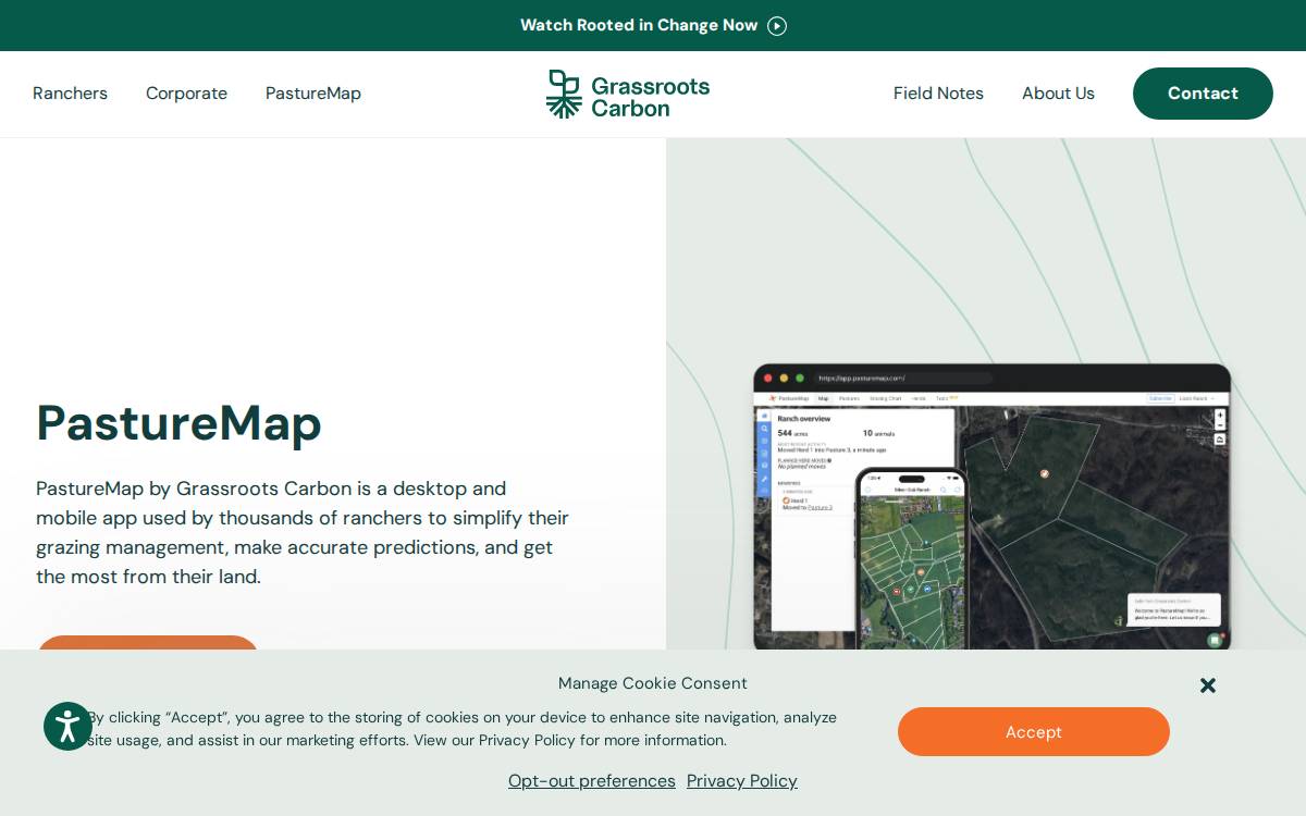 Pasture Map website preview