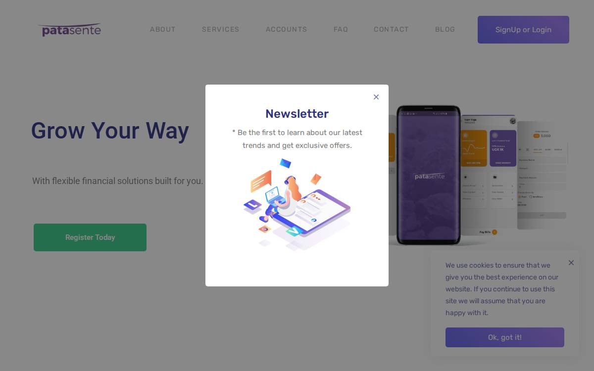 Patasente website preview
