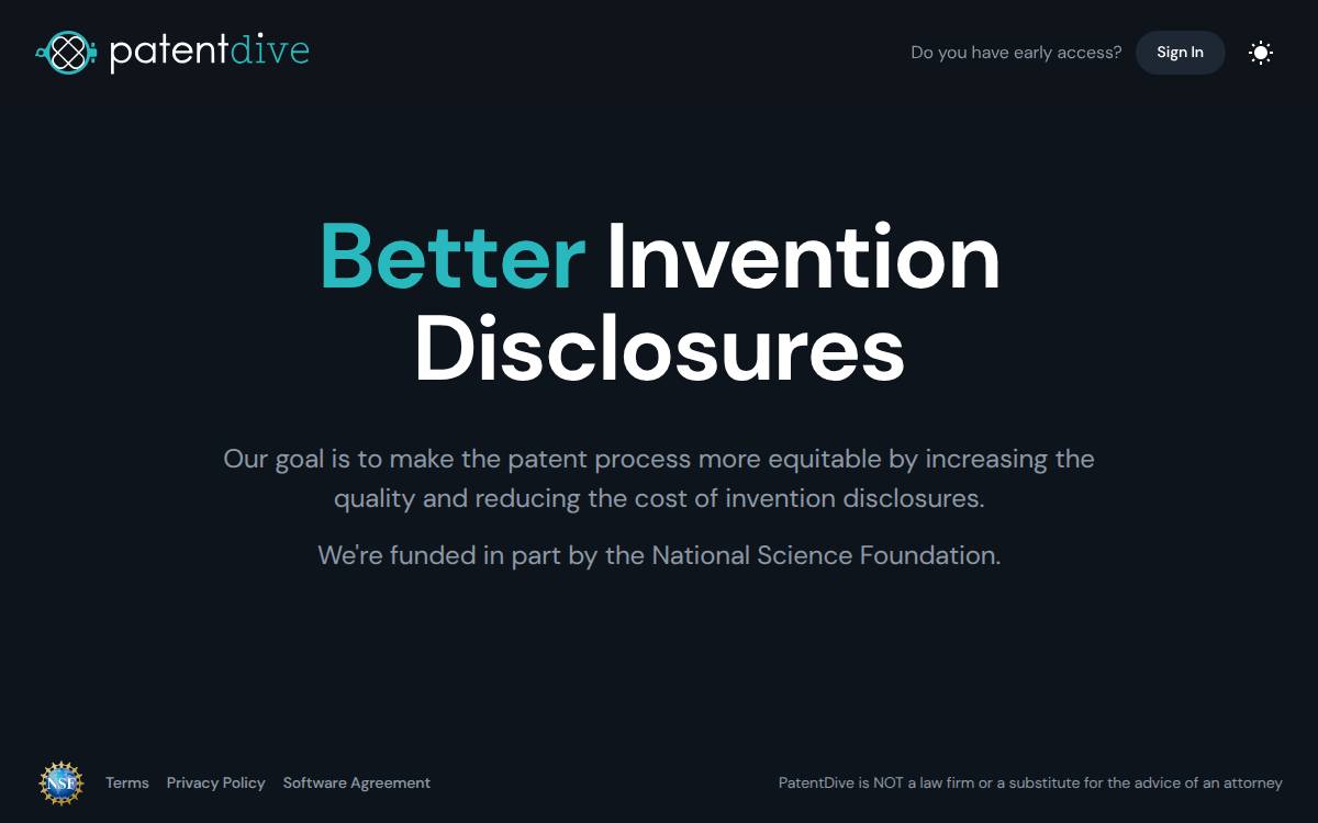 PatentDive website preview