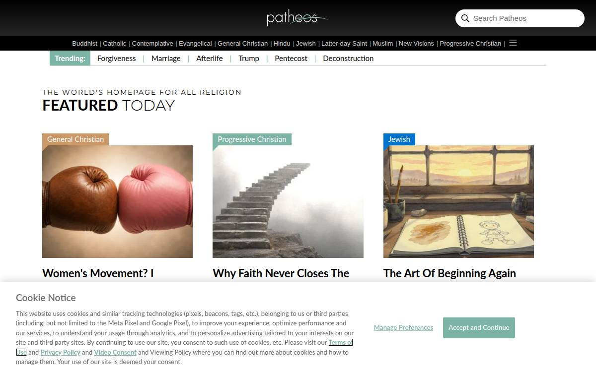 Patheos website preview