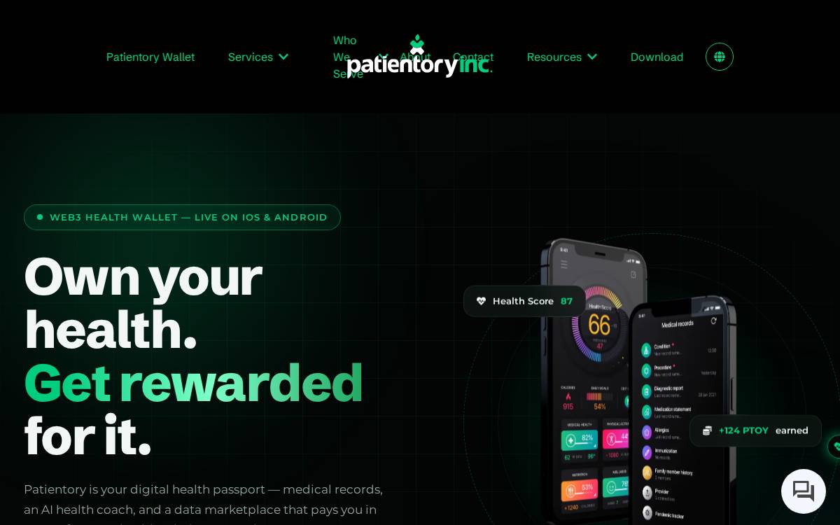 Patientory website preview