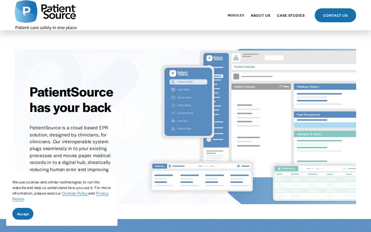 PatientSource - company website preview