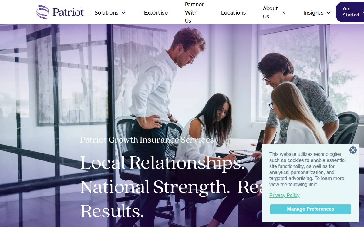 Patriot Growth Insurance Services website preview